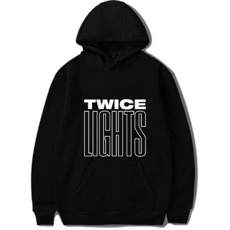 S - XXXXXL(6XL) Hoodie TWICE LIGHTS BIGSIZE JUMBO Jaket Fleece OVERSIZE Idol Kpop Navy Putih Hitam