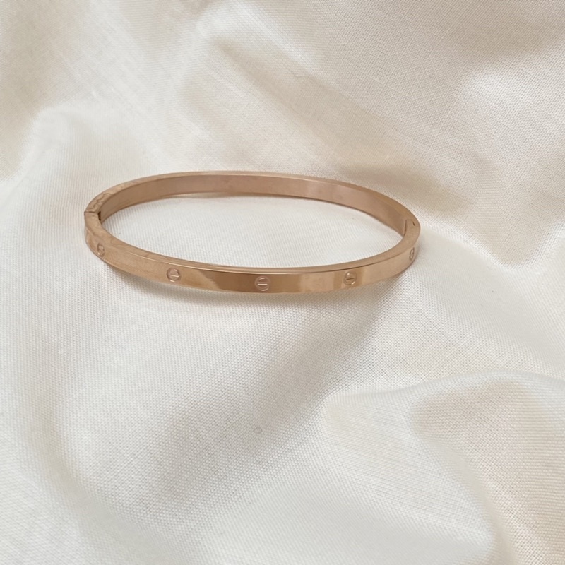 Gelang Titanium Polos Anti Karat Rose Gold - Abigail Bangle