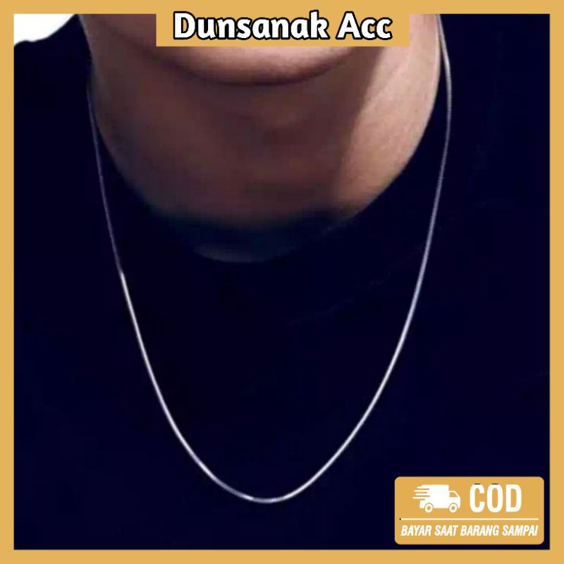 Kalung Titanium Anti Karat Pria Model Bulat Silver Kekinian