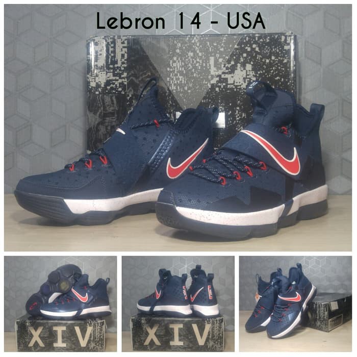 Jual  FREE KAOS KAKI  Sepatu Basket Nike Lebron 14  XIV  USA Navy blue