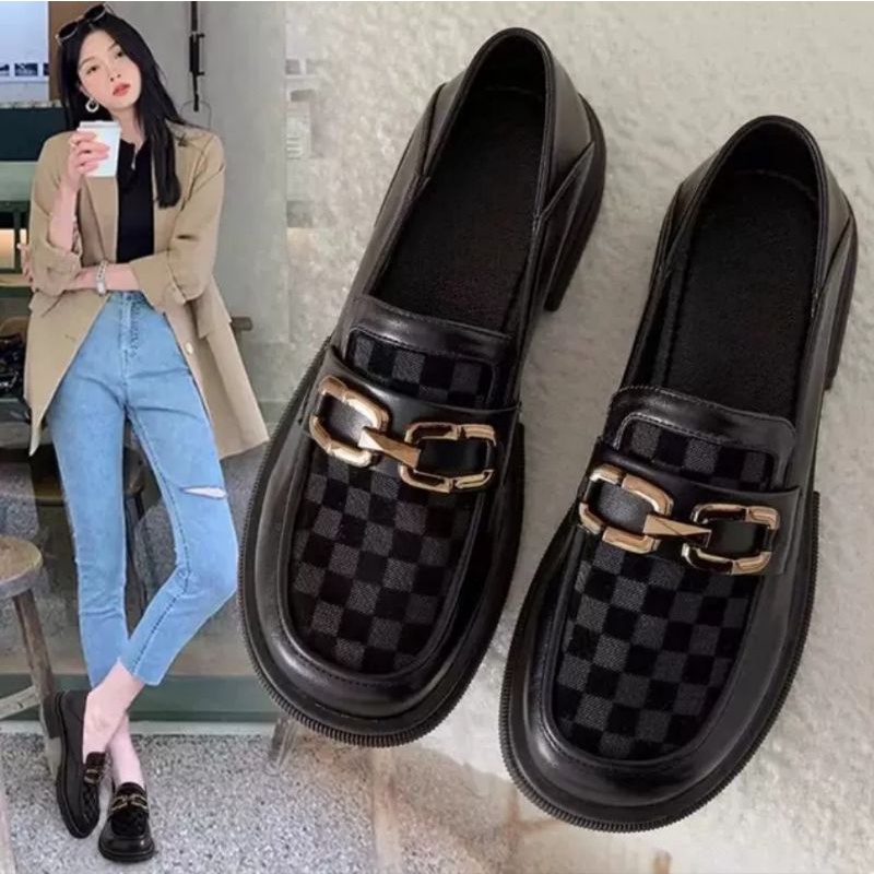 Sepatu Docmart Siva Terbaru Fashion Import Premium Quality 8045 Sepatu Loafers Sekolah Hitam Cewek Remaja Viral Kekinian 09 Bisa Cod