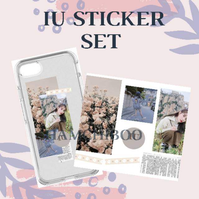 DIY sticker set IU kpop idol tumblr aesthetic flower hp case korea murah bagus