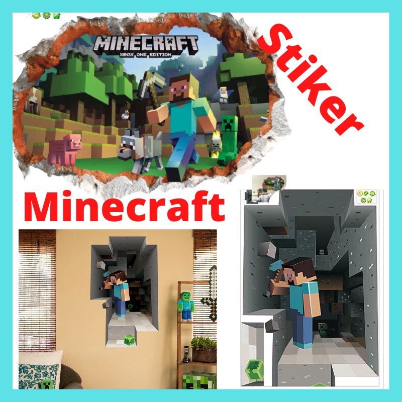 WALLSTICKER STIKER MINECRAFT MINICRAFT MINICRAF MINICRAP  STICKER DINDING TEMBOK KAMAR ANAK WALL STIKER SETIKER  RUANG BERMAIN ANAK COWOK CEWEK