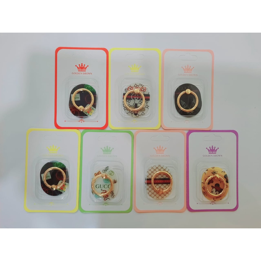 iRing Holder Stand Handphone Cincin Ring Stens Golden Crown Pegangan HP OCEANMART OCEAN MART Aksesoris Murah Grosir