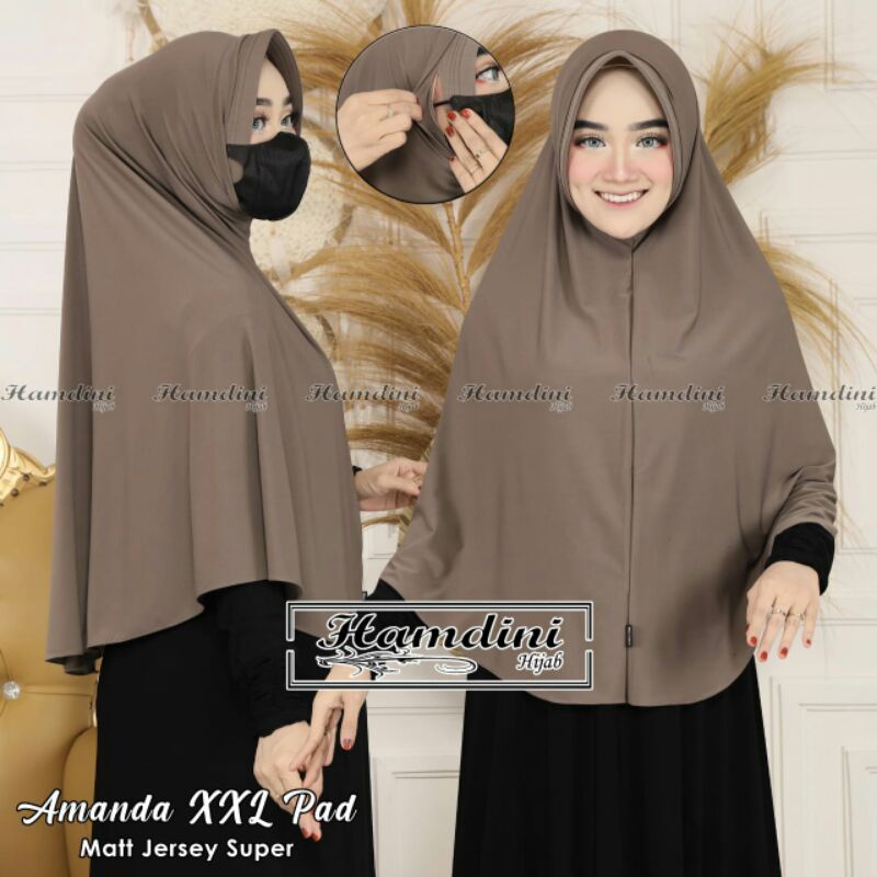 Jilbab Bergo Instan Amanda Pad XXL Jersey Original Hamdini Hijab-4