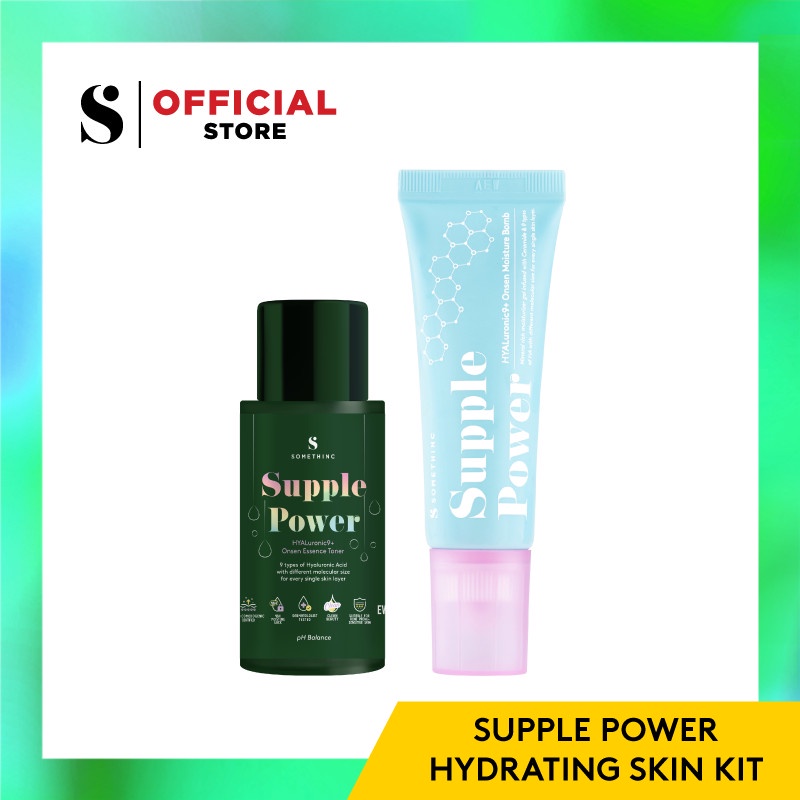 SOMETHINC Supple Power Kulit Lembap dan Terhidrasi (Supple Power Hyaluronic9+Onsen Moisture Bomb Gel 25ml -  SUPPLE POWER Hyaluronic9+ Onsen Essence Toner 40 ml)