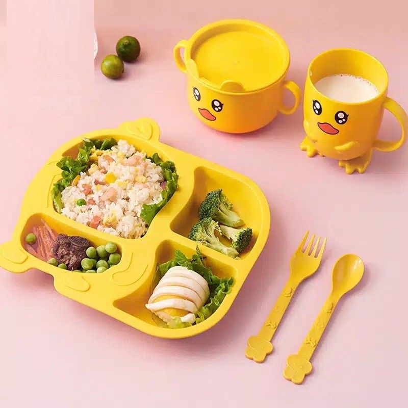 READY FEEDING SET BABYSAFE DUCK LUCU/TEMPAT MAKAN ANAK GEMOY