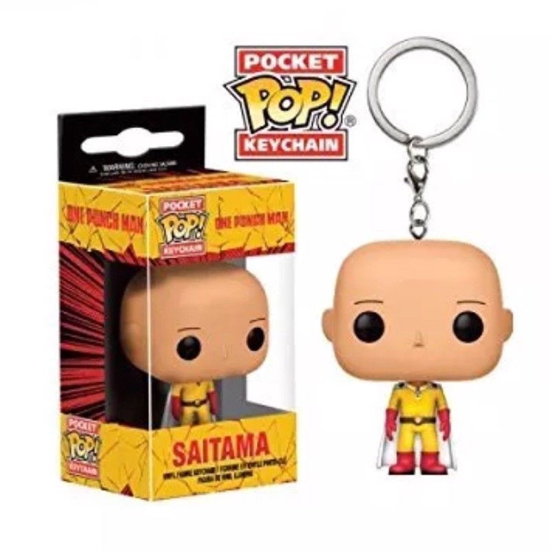 1pc Funko POP Gantungan Kunci Action Figure One Punch Man Saitama Bahan PVC Untuk Koleksi