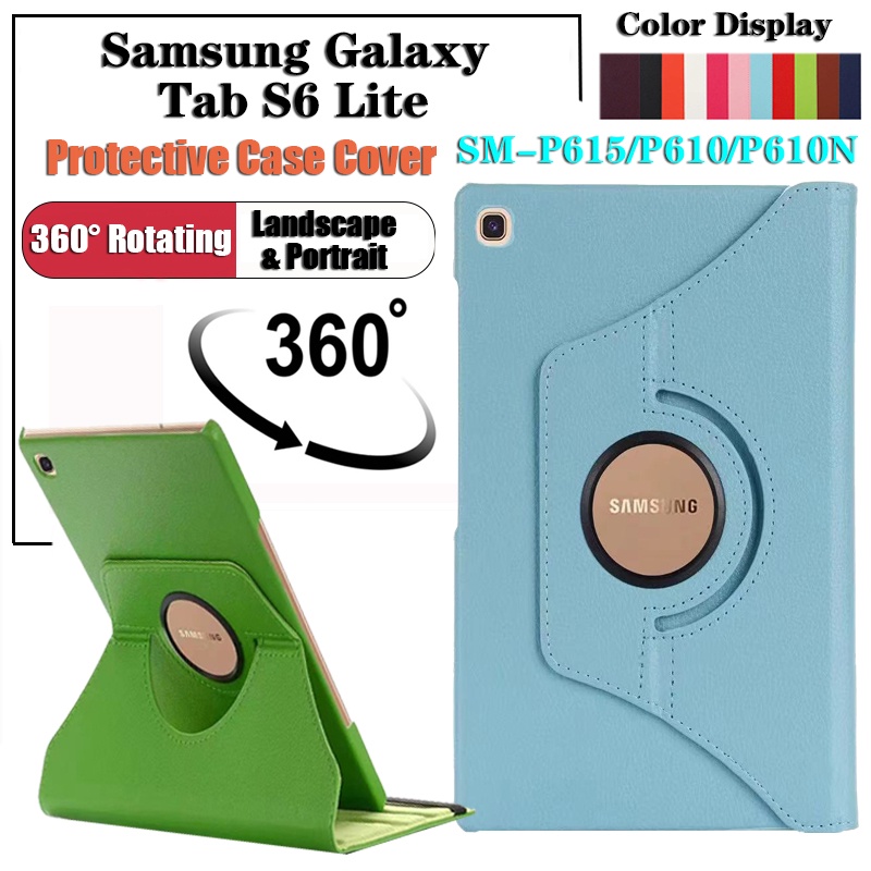 For Samsung Galaxy Tab S6 Lite 10.4 &quot;(2020) SM-P610N SM-P615 SM-P610 10.4-inch Fashion 360° Rotating Stand Tablet Flip Cover Kulit Case