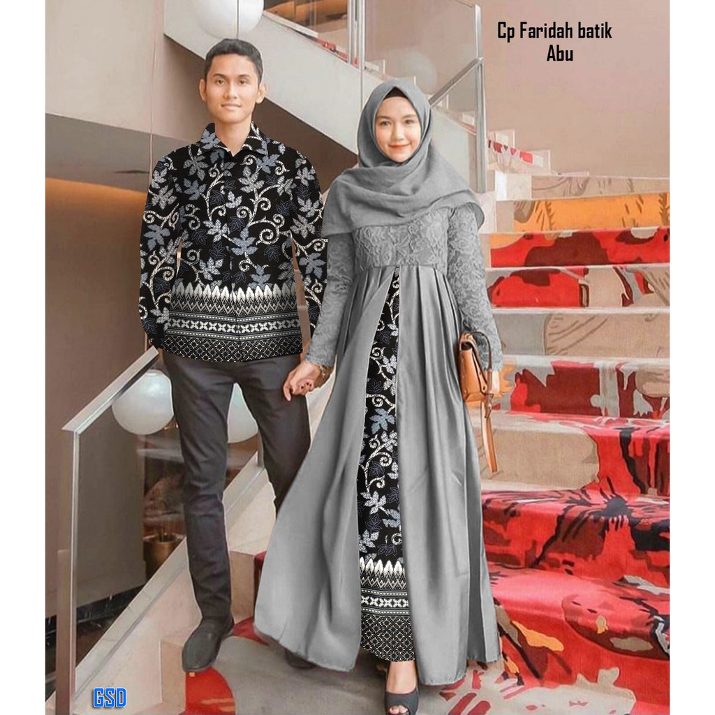 Cp Faridah Batik/couple batik muslim murah/gamis wanita model kebaya/kemeja batik lengan panjang