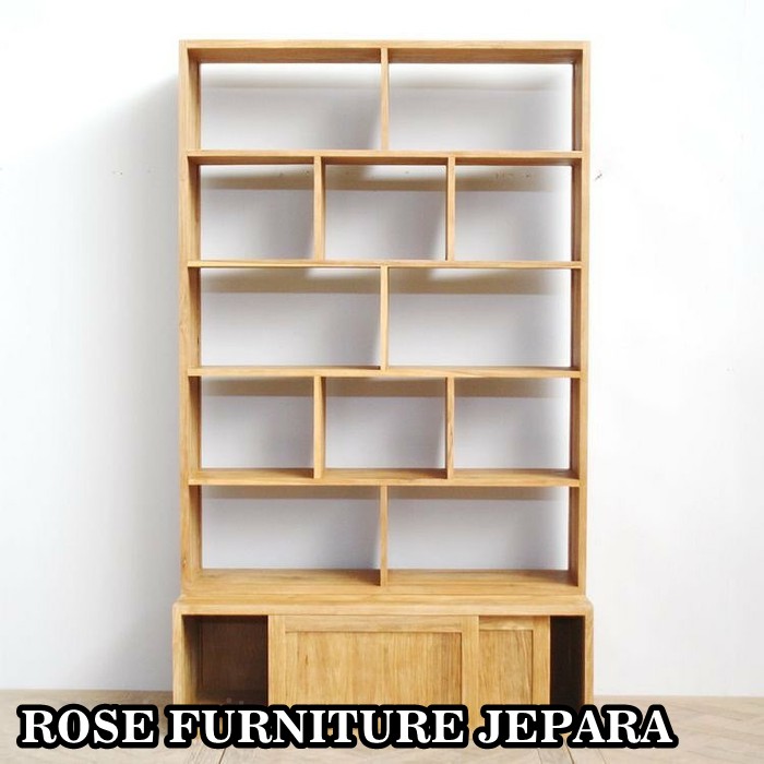 lemari rak buku kayu jati mebel jepara