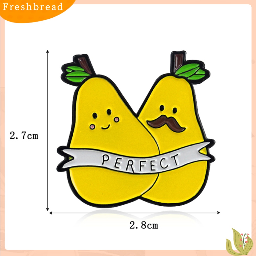 [ TERLARIS]Cartoon Double Pear English Letter Perfect Badge Collar Brooch Pin Clothes Decor