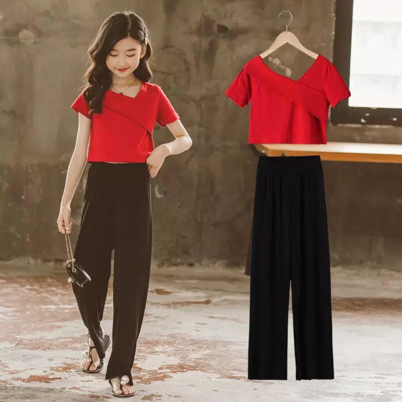 [set cherry VL] setelan anak perempuan celana + baju merah