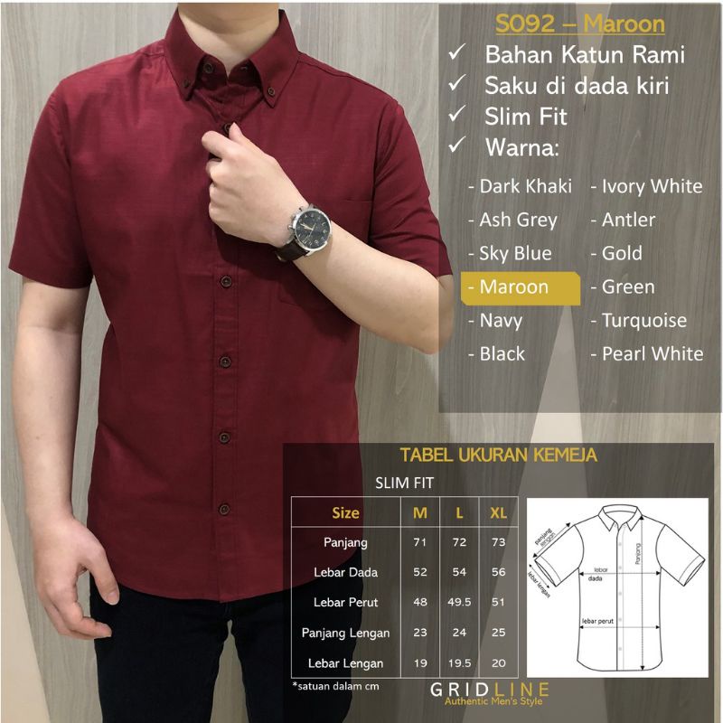 Kemeja Kantun Slimfit Polos Premium Bahan Sigerat Lengan Pendek Distro Merk Tote Sport dan F2D Original Distro Tebal Halus Premium Ukuran M L XL