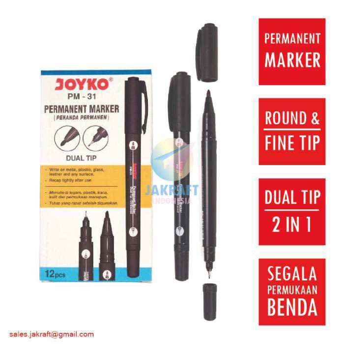

Spidol Permanen Hitam JOYKO 2 in 1 Black Permanent Marker PM31 JQZ516
