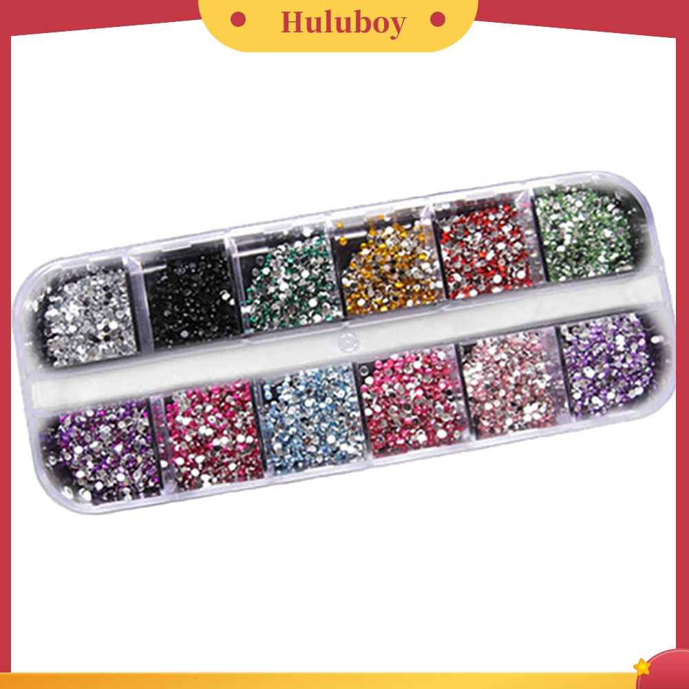 Huluboy Huluboy♡ 1200pcs Stiker Kuku Bling 2mm Warna Campur Bahan Akrilik + Case