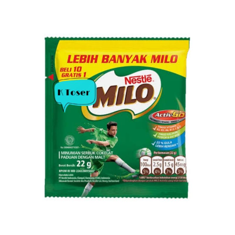 

MILO COKLAT SUSU NESTLE 22gr 1 Renteng isi 11 sachet