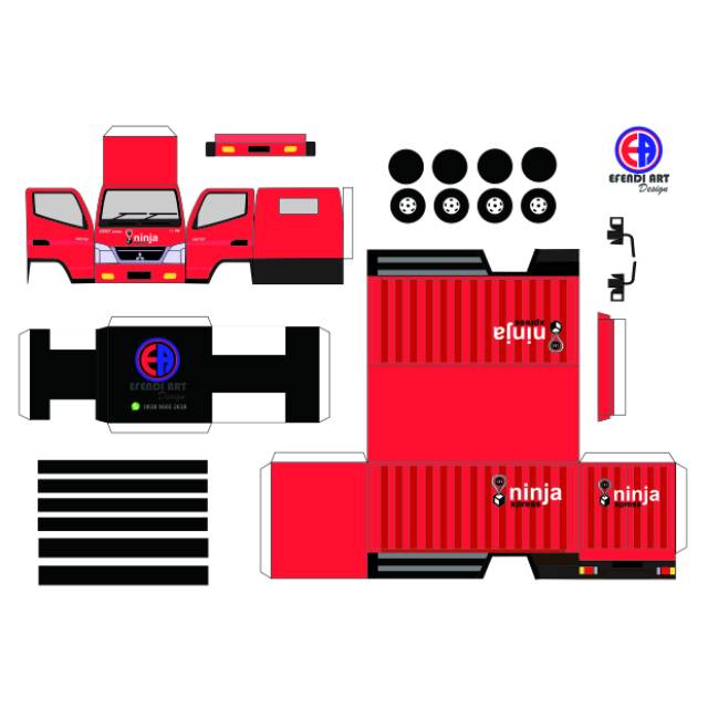 Pola Papercraft Truk Canter Shopee Indonesia