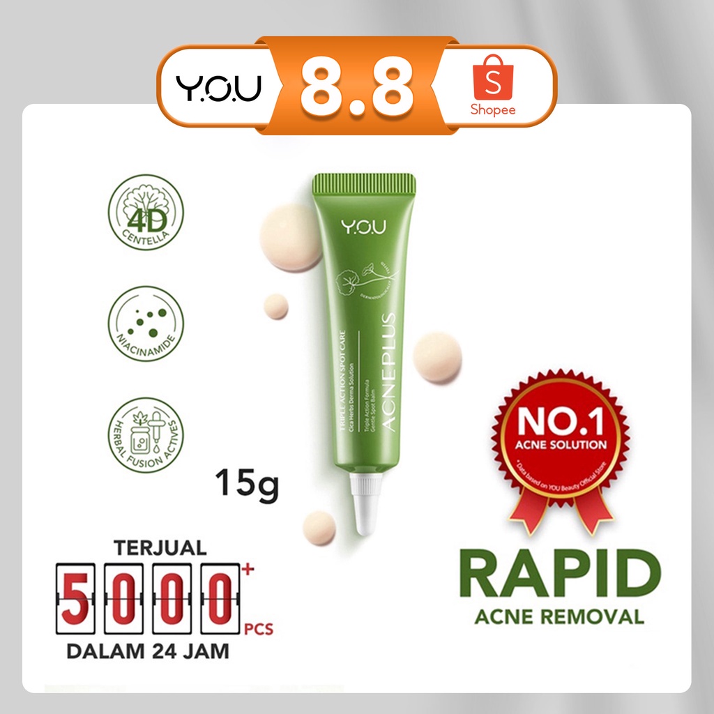 YOU Y.O.U Acneplus Niacinamide + 4D Centella Rapid Acne Removal Spot Care 15 gr | Obat Cream Krim Anti Jerawat