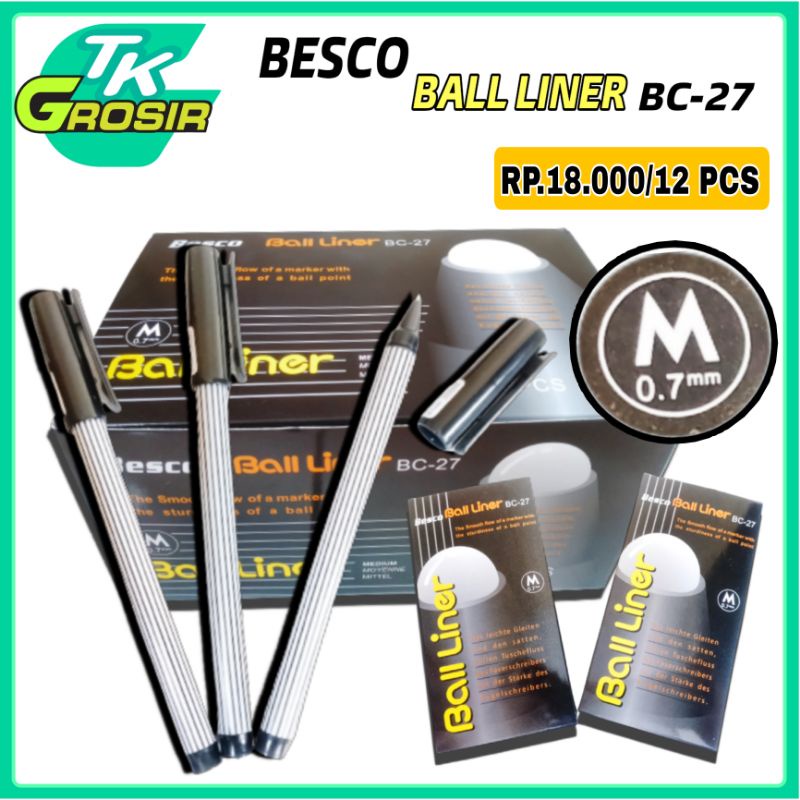 

12 pcs pena balliner besco 07.mm/pulpen pen guru/ballpoint gell hitam