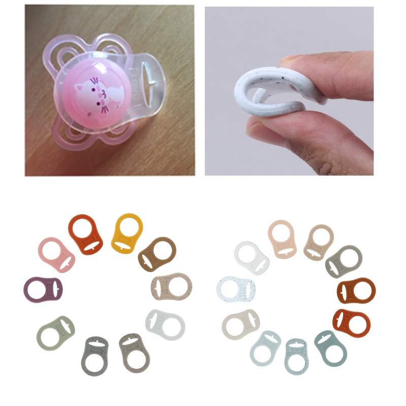 Mary 5pcs / lot Klip Adapter Ring Silikon Lembut Multi Warna Holder Dot Empeng Bayi