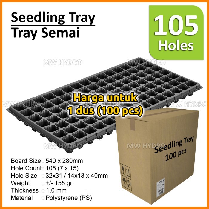 1 Dus (100 Pcs) Tray Semai / Seedling Tray - 105 Lubang Bulat - 1.0 mm