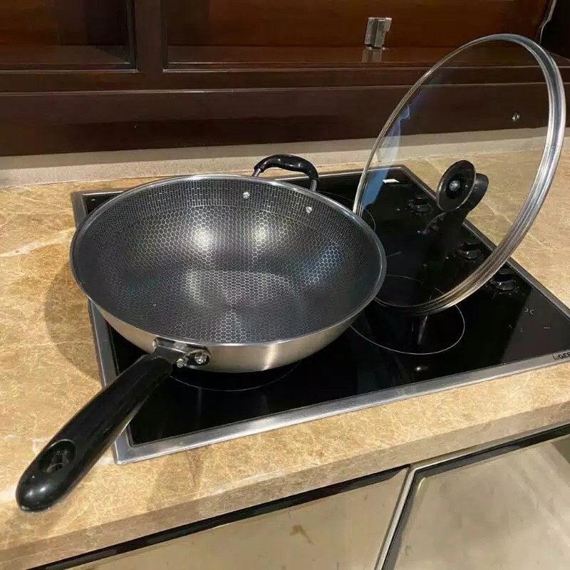 Wajan Stainless Premium Anti Lengket Honeycomb 34cm + tutup FK3401  Teracota