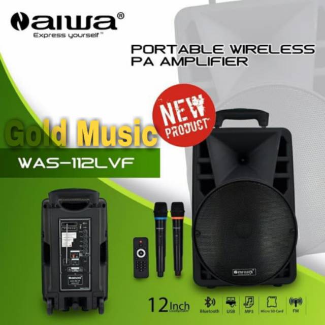 Speaker Portable Amplifier Wireless N AIWA 112 LVF 12 inch Bluetooth