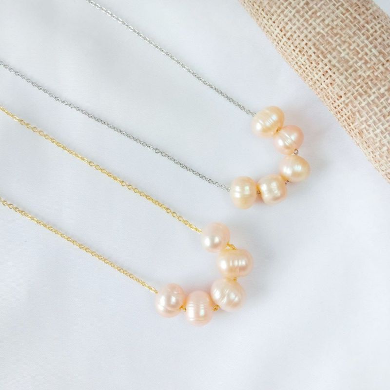 Kalung lapis emas mutiara air tawar asli lombok Kalung Kalung mutiara Aksesoris mutiara lombok Kalun