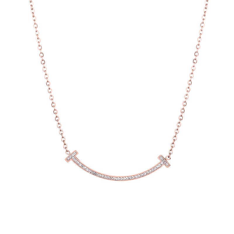 Kalung smile zircon putih titanium anti karat