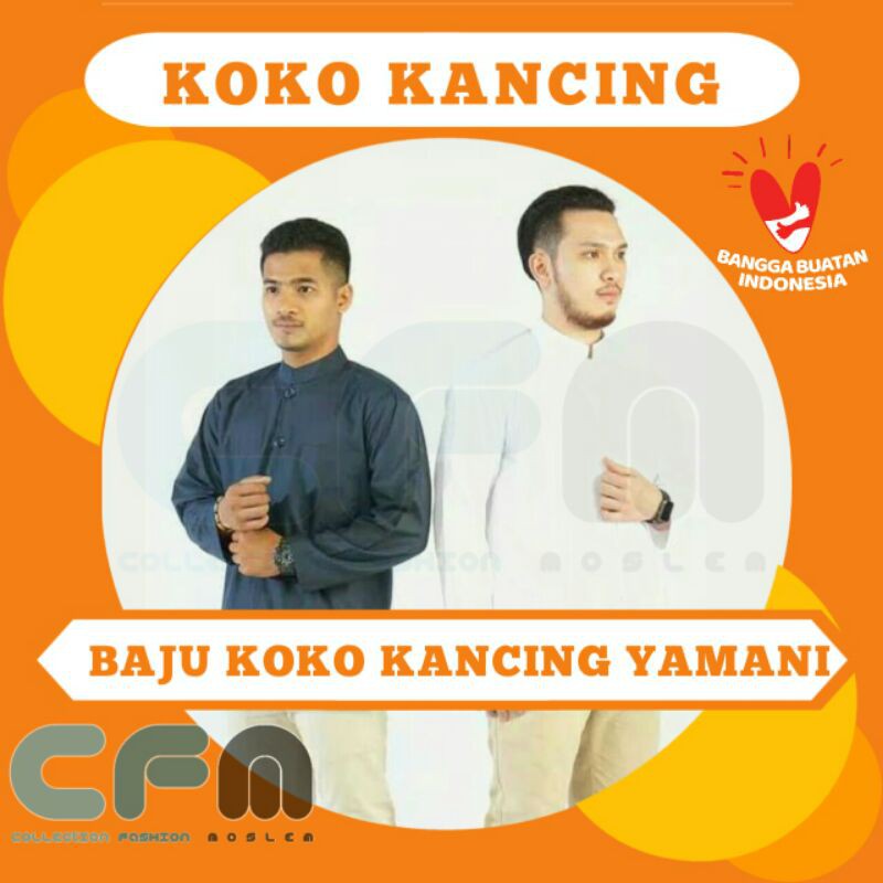 BAJU KOKO KANCING PRIA KERAH YAMANI LENGAN PANJANG