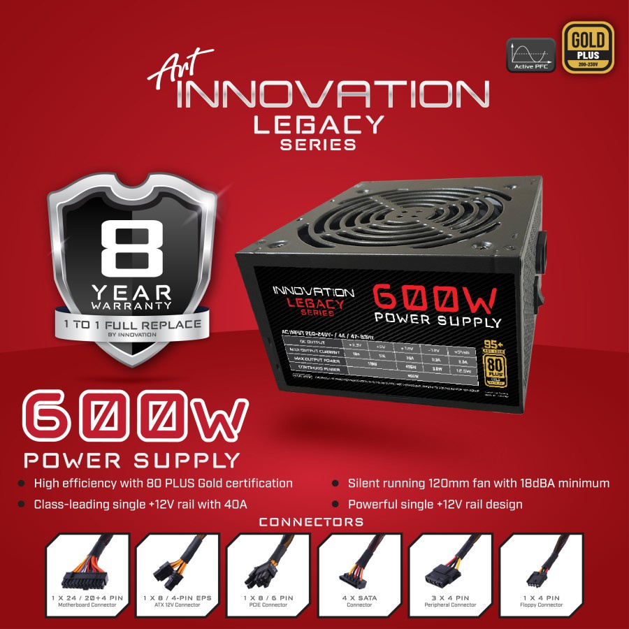 Power Supply Innovation 600Watt 80+ Gold - PSU
