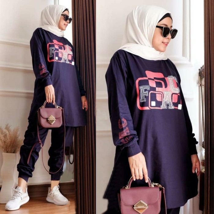 Zas Jumbo Set Navy [Gamis 0152] TK0 Baju Gamis Wanita Terbaru