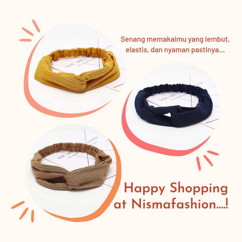 Bando Rambut Wanita Korea Lucu Kekinian Viral Bahan Kain Warna Polos - Nismafashion Surabaya