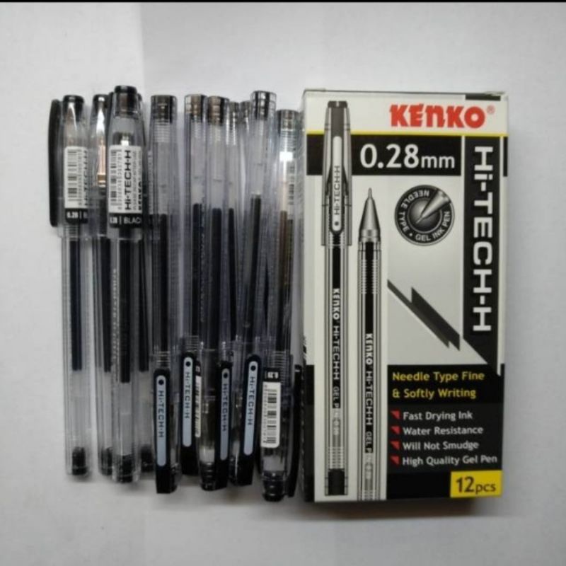 

pulpen bolpoint pen hitech hi tech KENKO Gel pen 0.28mm hitam per pcs