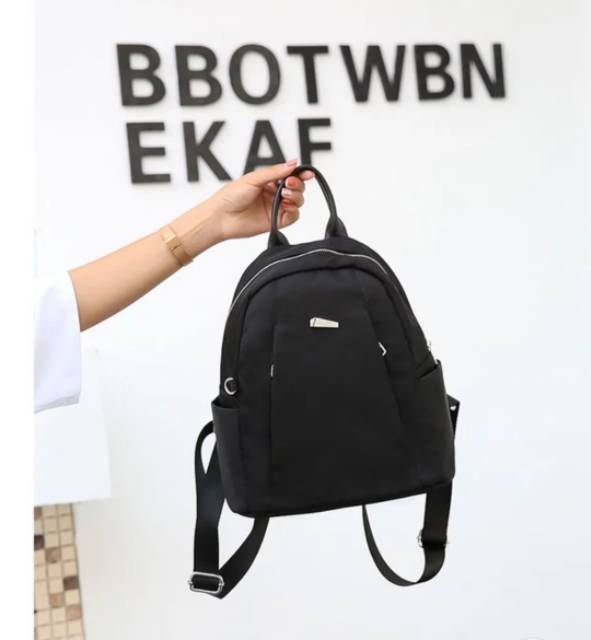 Tas ransel fashion wanita 0351-4 / backpack cewek / tas punggung / ransel kanvas hitam