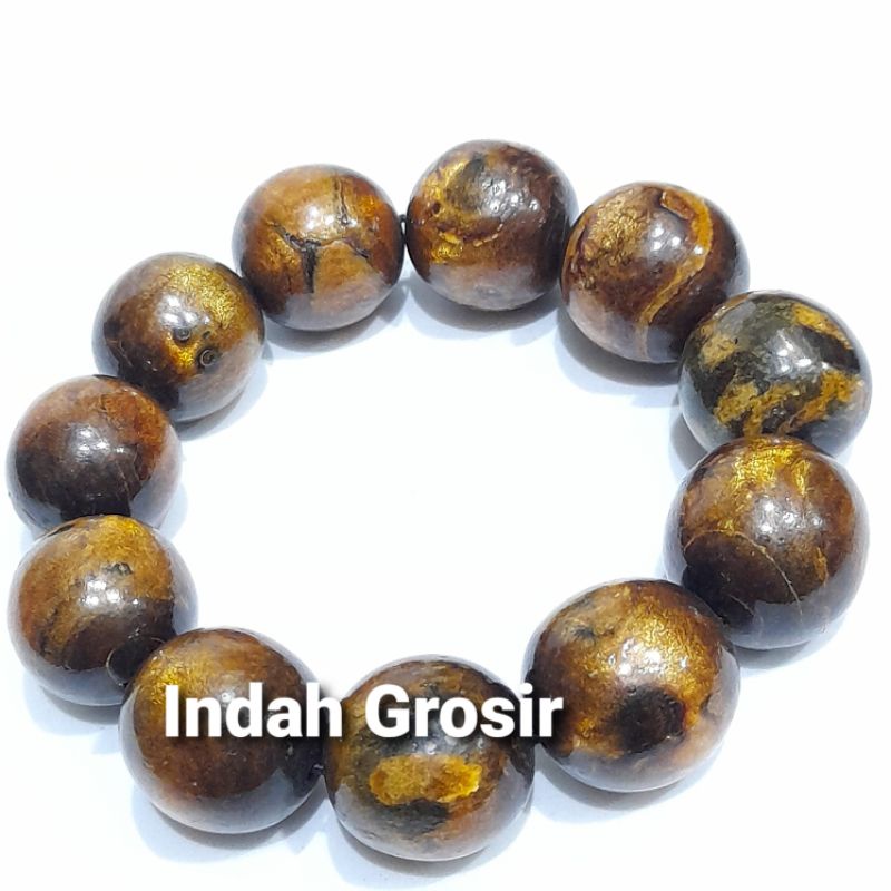 Gelang Kayu Tali Arus Mas 20mm