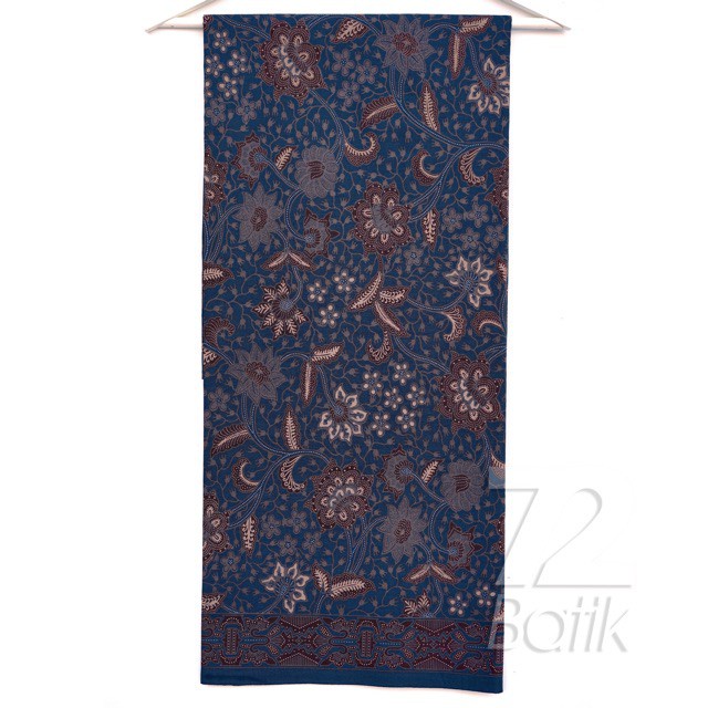 KAIN BATIK KATUN Premium Motif Kembang Warna Biru Tua Dark Blue Hitam 724392 CAP 72 - Jarik Jarit Samping Kebat Panjang Batik Katun Modern Premium Bahan Seragam Batik Pernikahan Kantor Keluarga Murah Kamen Jadi Batik Bali Lembaran