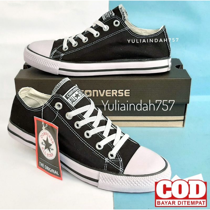 (BISA COD) Sepatu Allstar Chuck Taylor Converse_Clasik Lengkap Box - Sepatu All Star Black White - Sepatu Pria Murah