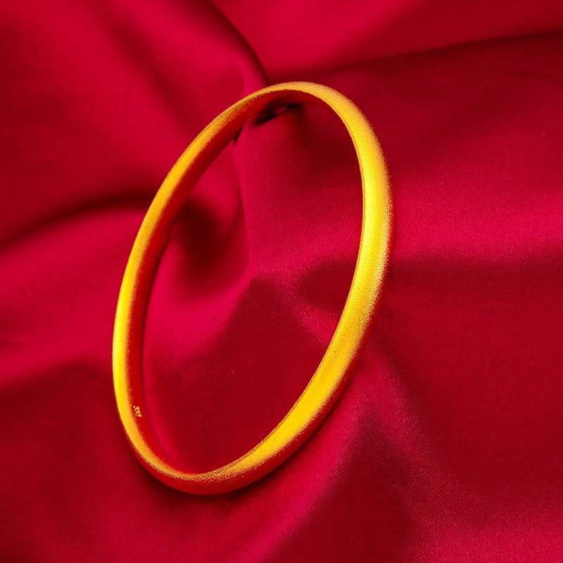 Perhiasan Gelang Lapis Emas Emas Asli Kadar 375Bentuk Lingkaran Polos Gaya Antik