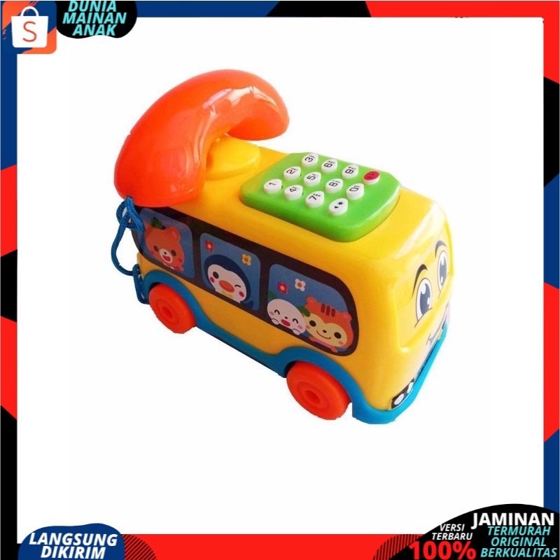 Mainan Bus Telepon Music / Mainan Anak / Mainan Anak Perempuan / BUS PHONE TOYS BERLAMPU