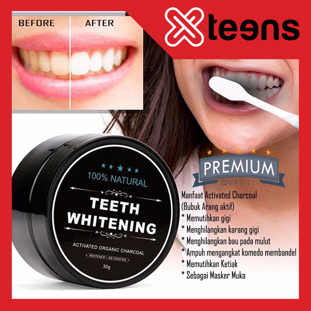 Teeth whitening activated charcoal carbon pemutih gigi alami Powder Bubuk Arang Pemutih gigi 100% Natural