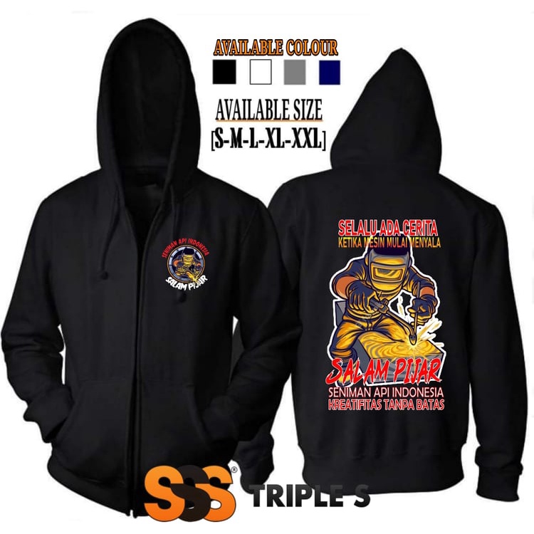 JAKET RESLETING TUKANG LAS SENIMAN API INDONESIA HOODIE ZIPPER WELDER