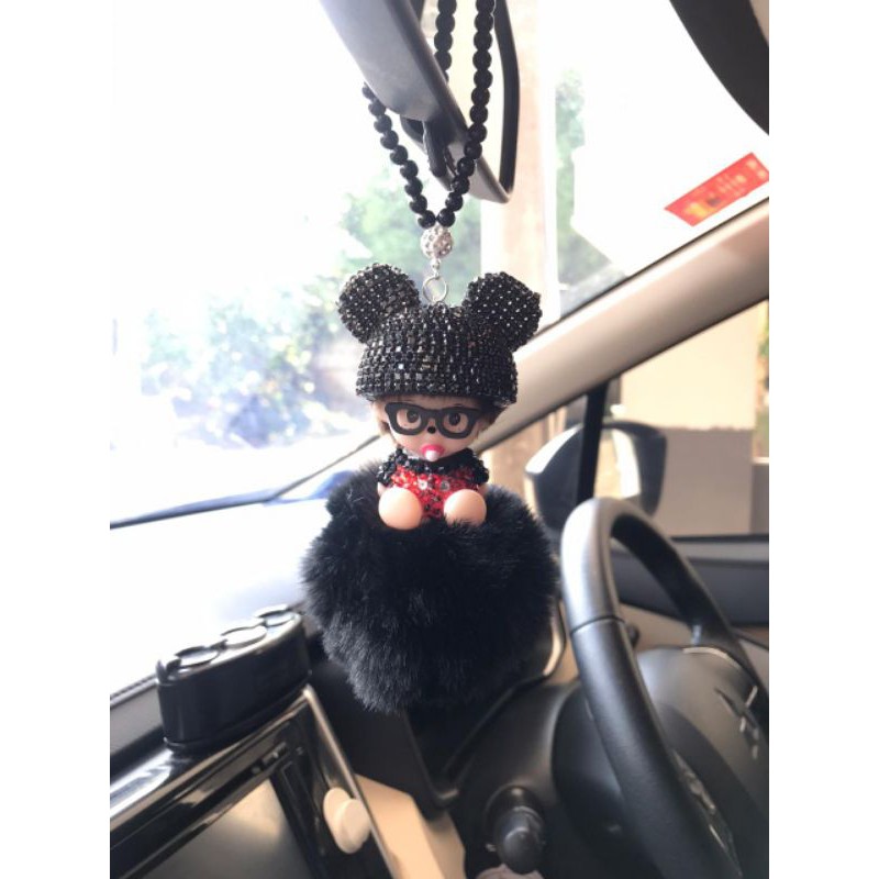 Monchic Car Pendant Balls Diamond Monchic Charm Car Ornament Car Decoration gantungan spion mobil monchichi mickey MONCHICHI // Gantungan Spion Monchichi Mickey