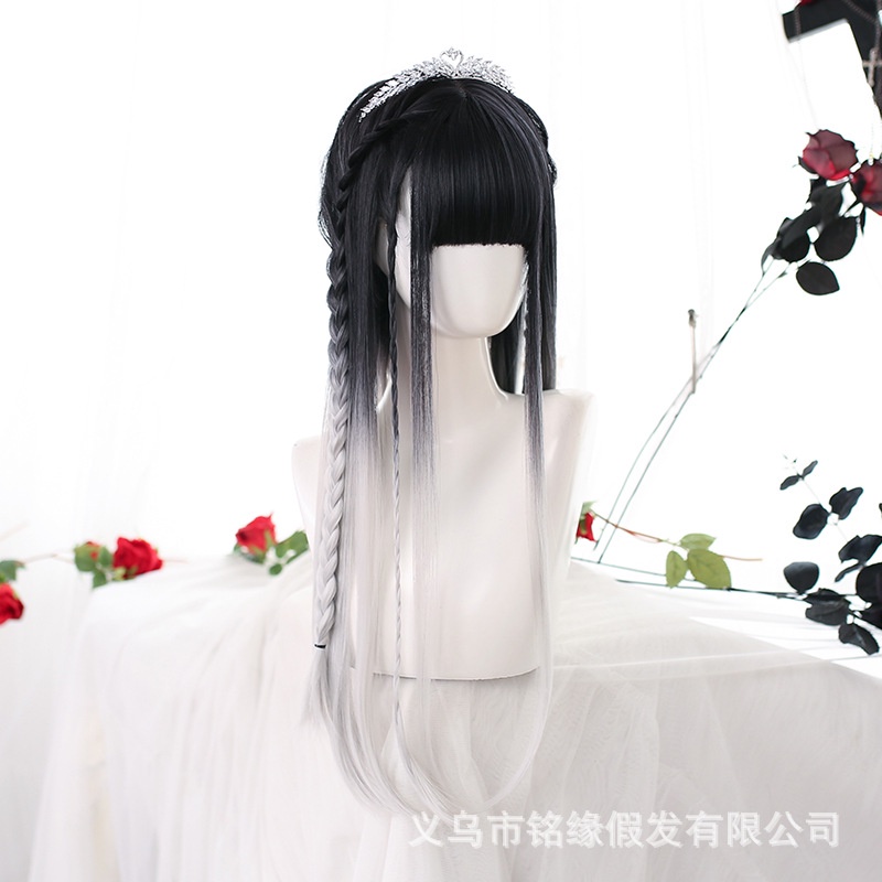 LOL-29 wig daily lolita rambut palsu jepang korea kpop idol gradasi silver