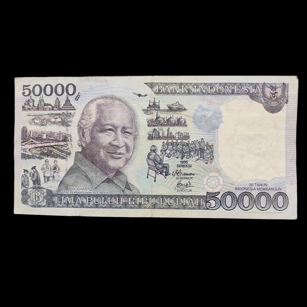 Uang Kertas Kuno Indonesia Rp 50000 Soeharto Mesem VF