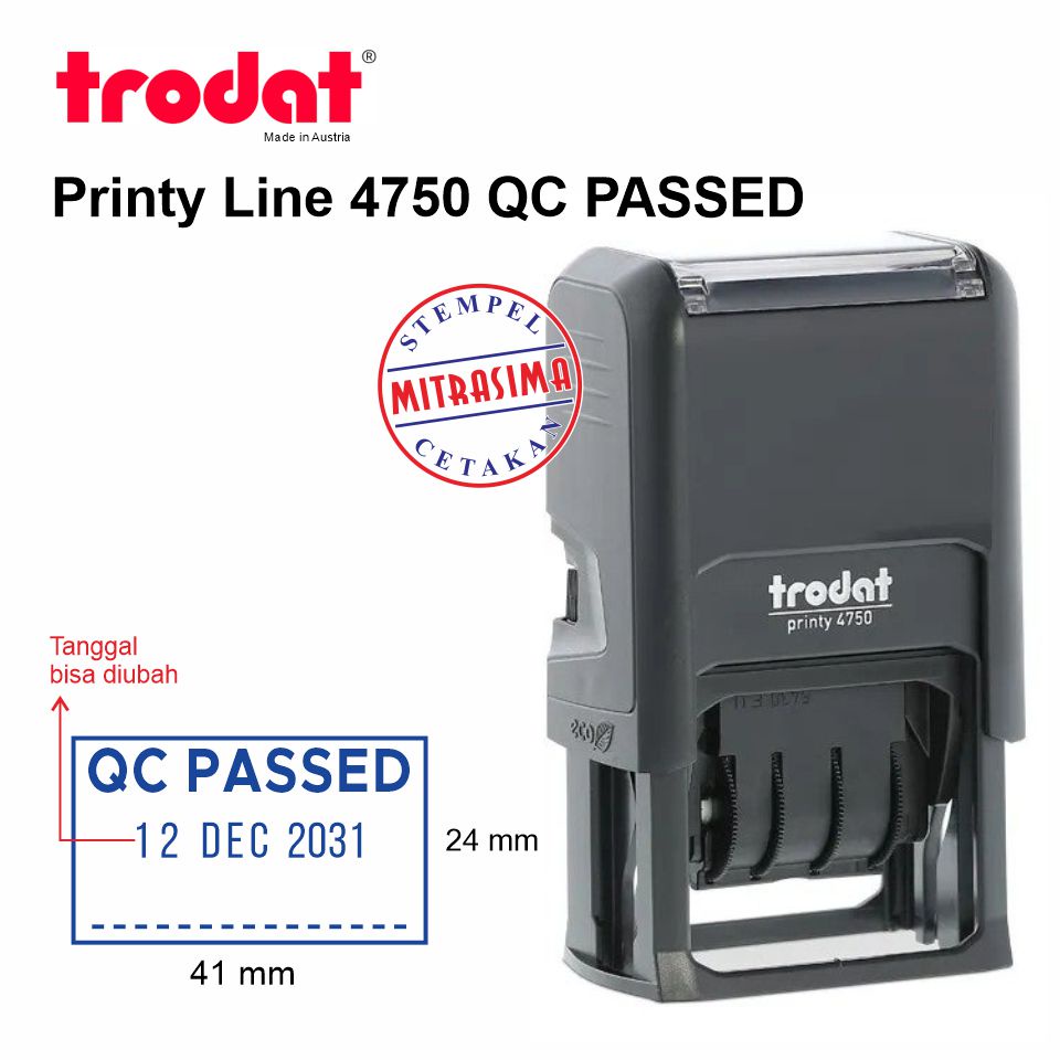 

Stempel Trodat 4750 QC PASSED dengan tanggal ditengah