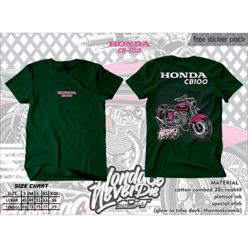 Kaos Honda CB100// CB100 // Kaos CB never die // free stiker Original