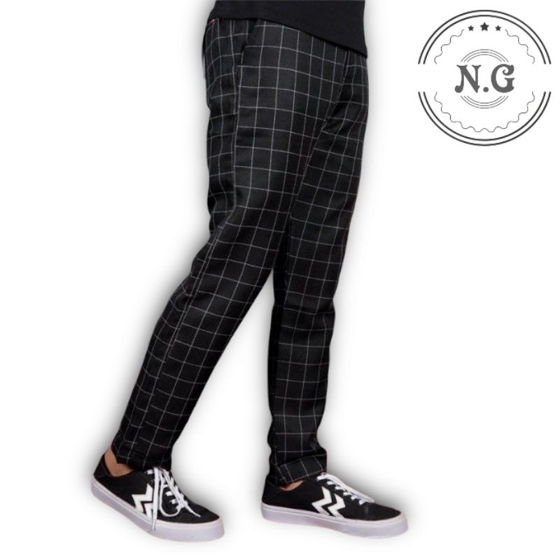 CELANA CHINO TARTAN PRIA ANKLE PANTS MOTIF KOTAK2 WANITA PANJANG COWOK SALUR celana tartan pria casual trendi celana tratan cowok pria terpopuler