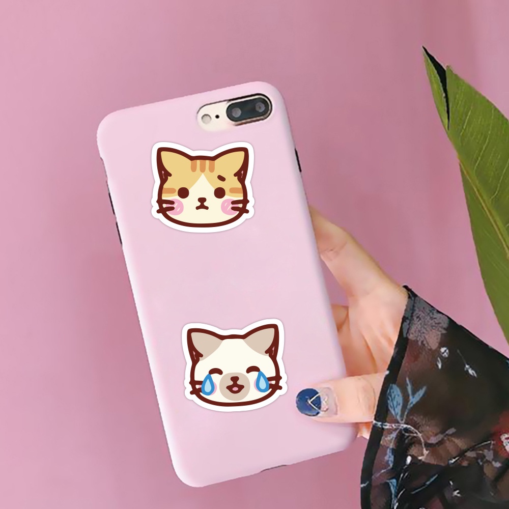 Kucing lucu stiker gaya Jepang kartun lucu hewan peliharaan Jurnal bahan tas ponsel case kotak penyi